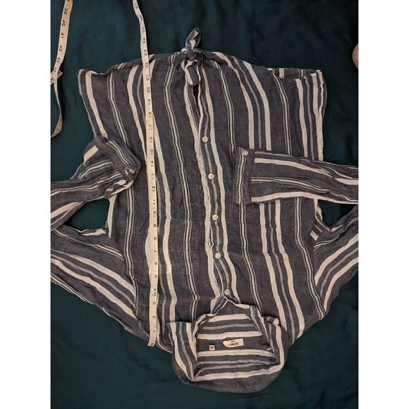 DYLAN tie front button down grey and white cotton top nwot sz small - Picture 4 of 6